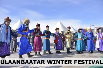 people gathering with traditional winter clothes
