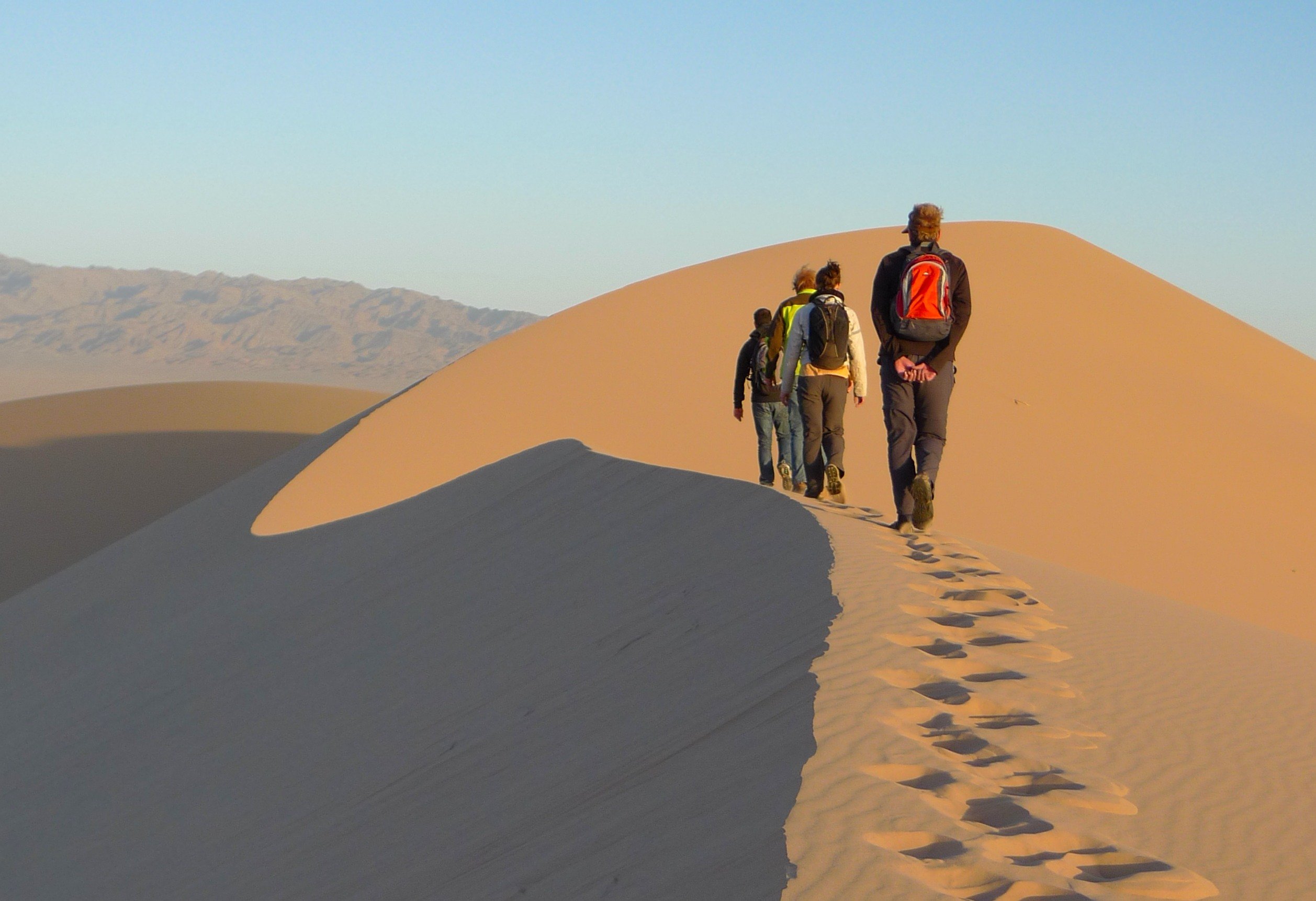 Hiking on sand dunes